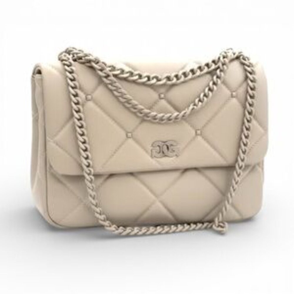 Gilda Paris Quilted Beige Handbag